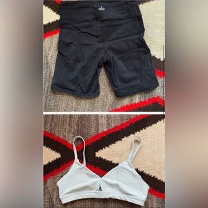 ALO YOGA SET OF BIKE SHORTS AND A BRA
